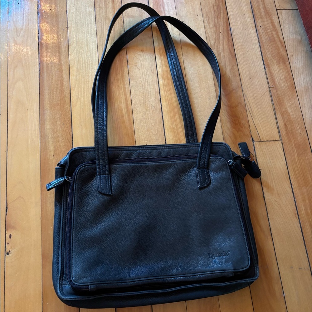 Tignanello black leather laptop bag or briefcase